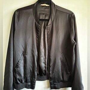 Black Satin Bomber Jacket